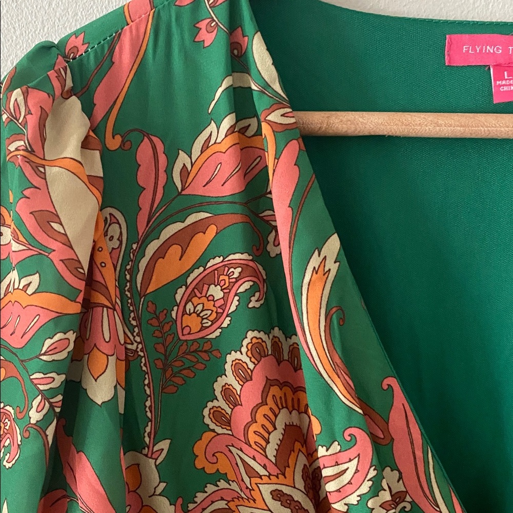 Flaying Tomato SUNNYSIDE FLORALS WOVEN MIDI DRESS size L pristine condition - Picture 16 of 17